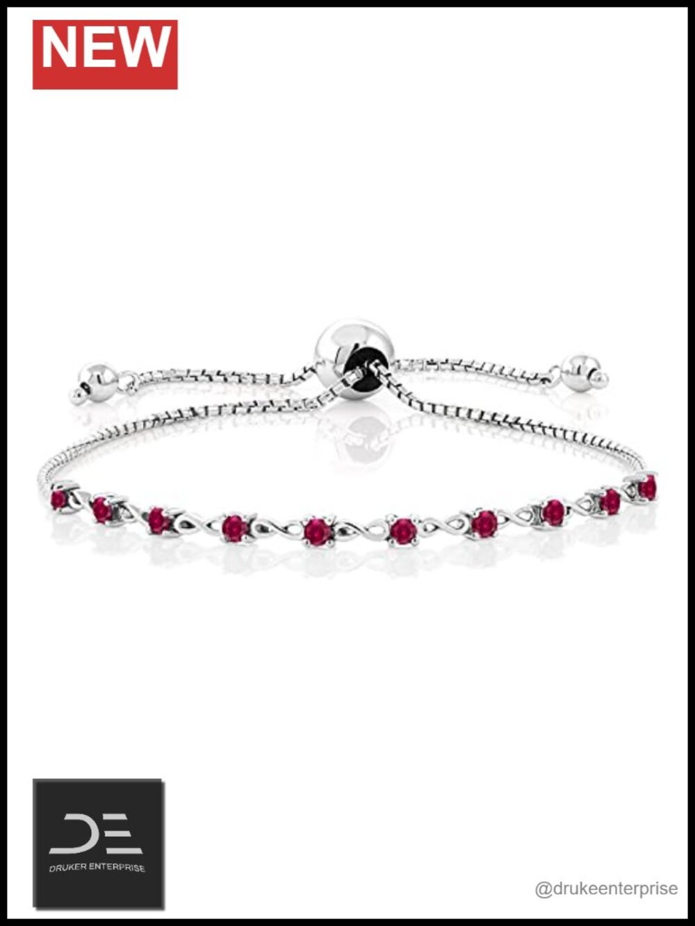 925 Sterling Silver Infinity Tennis Bracelet Adjustable Bolo 2.5MM Round